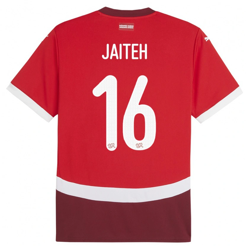 DanxenキッズスイスMomodou Jaiteh#16赤ホームシャツ24-26ジャージーユニフォーム