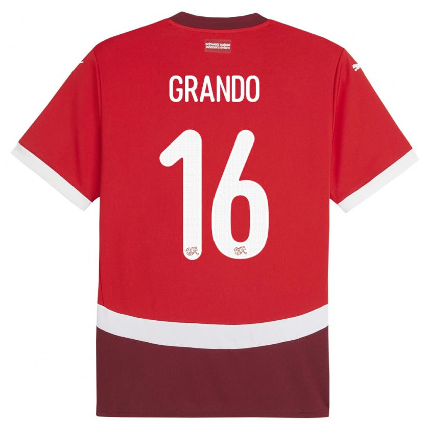 DanxenキッズスイスLeon Grando#16赤ホームシャツ24-26ジャージーユニフォーム