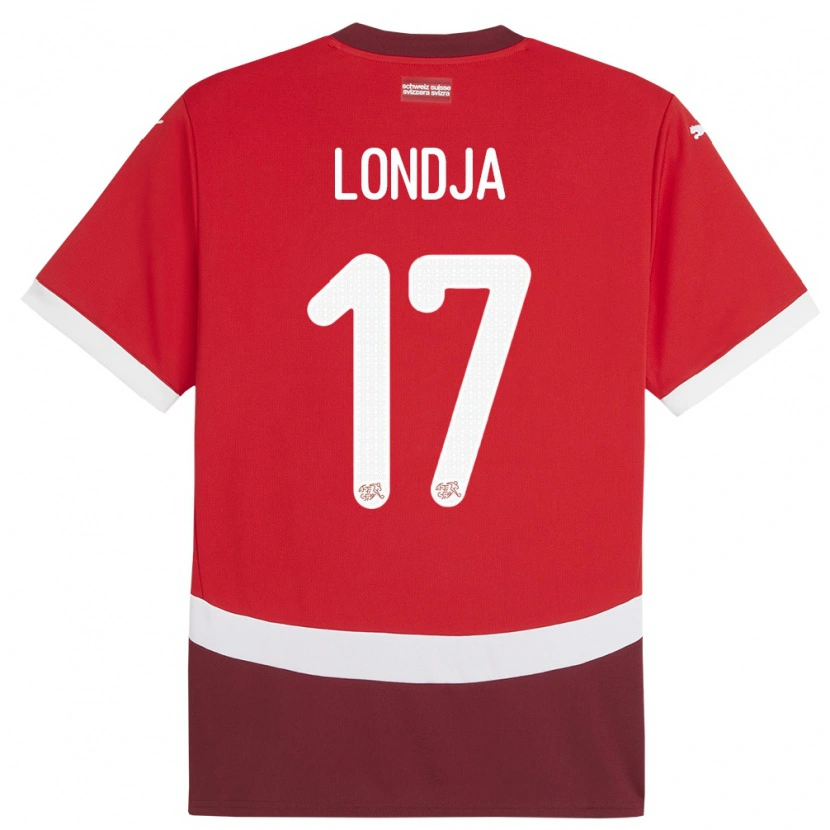 DanxenキッズスイスRuben Londja#17赤ホームシャツ24-26ジャージーユニフォーム