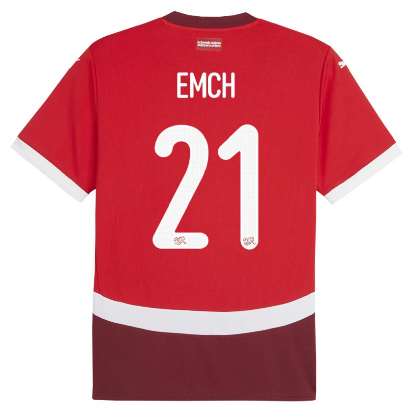 DanxenキッズスイスCyrill Emch#21赤ホームシャツ24-26ジャージーユニフォーム