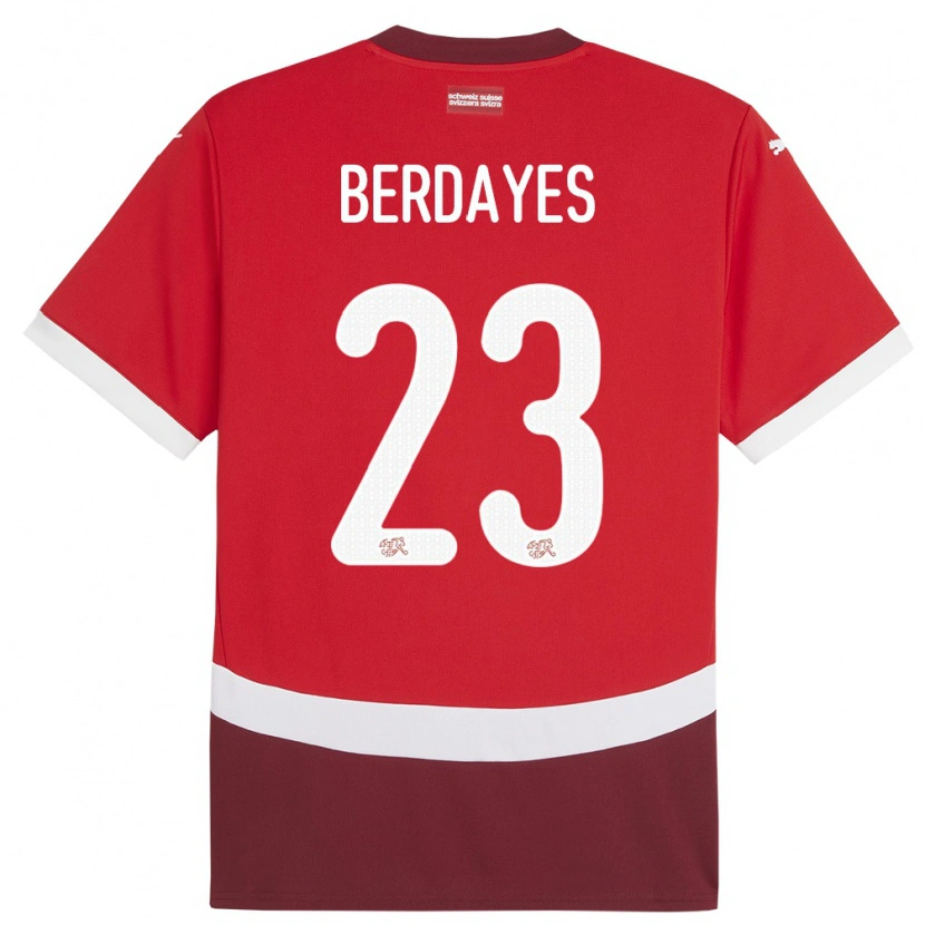 DanxenキッズスイスThéo Berdayes#23赤ホームシャツ24-26ジャージーユニフォーム