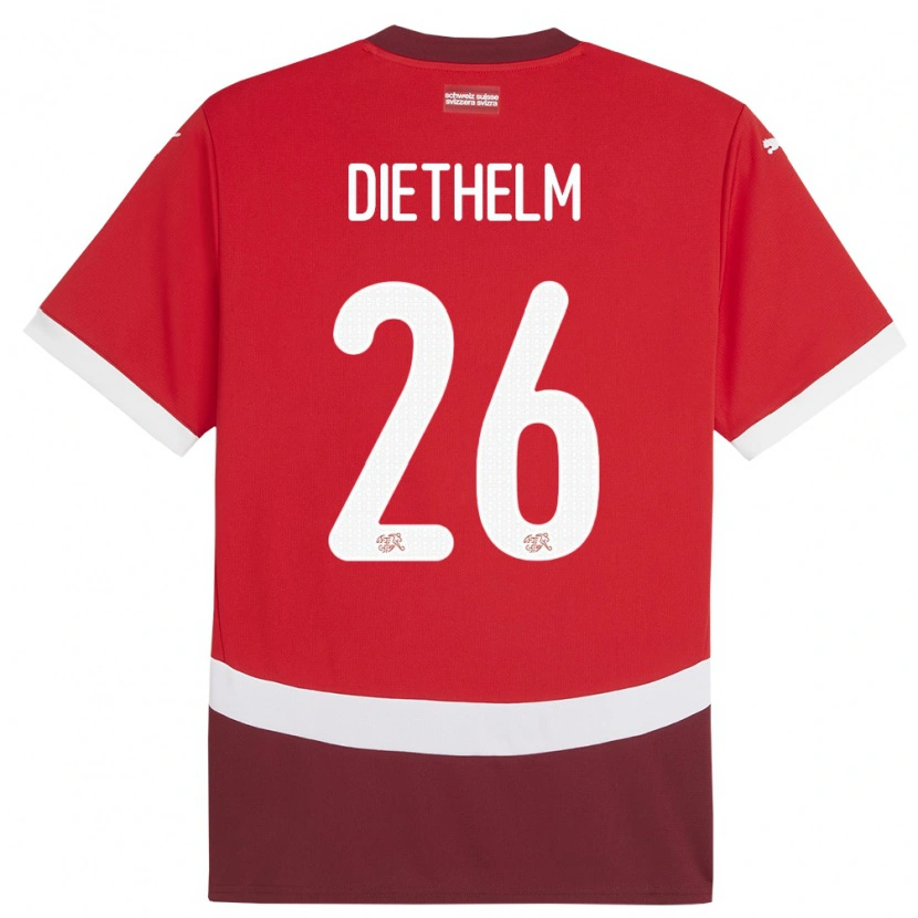 DanxenキッズスイスThierry Diethelm#26赤ホームシャツ24-26ジャージーユニフォーム