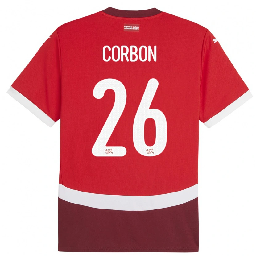 DanxenキッズスイスMax Corbon#26赤ホームシャツ24-26ジャージーユニフォーム