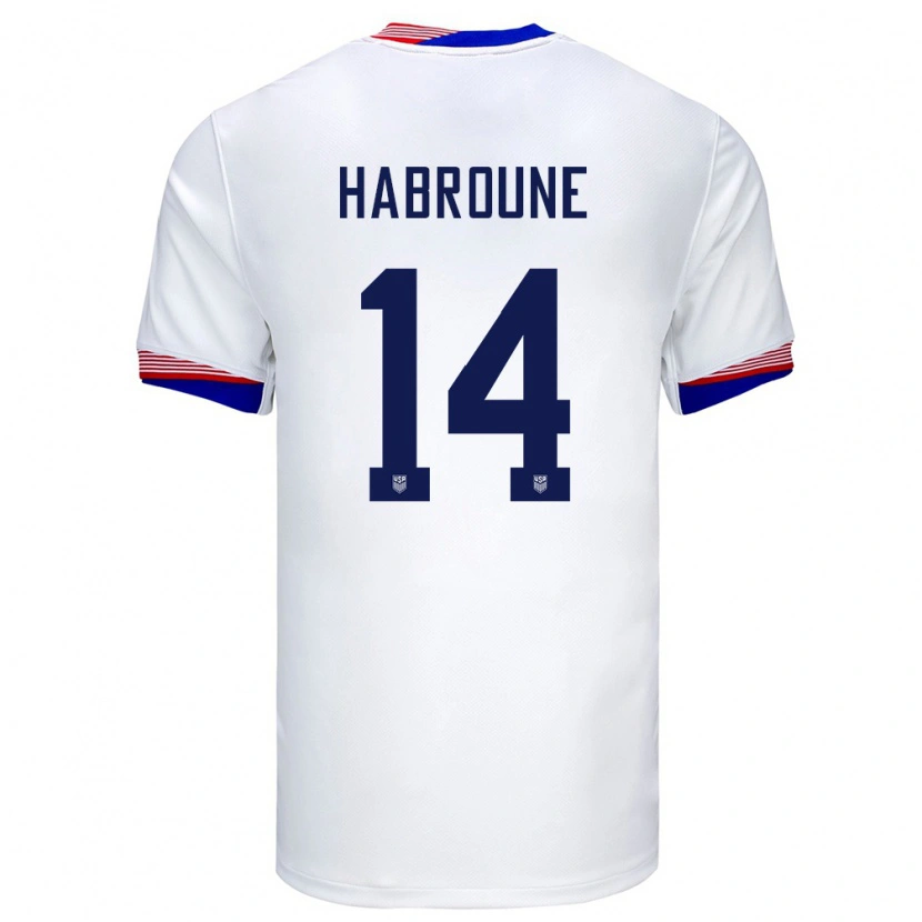 Danxenキッズアメリカ合衆国Taha Habroune#14白ホームシャツ24-26ジャージーユニフォーム