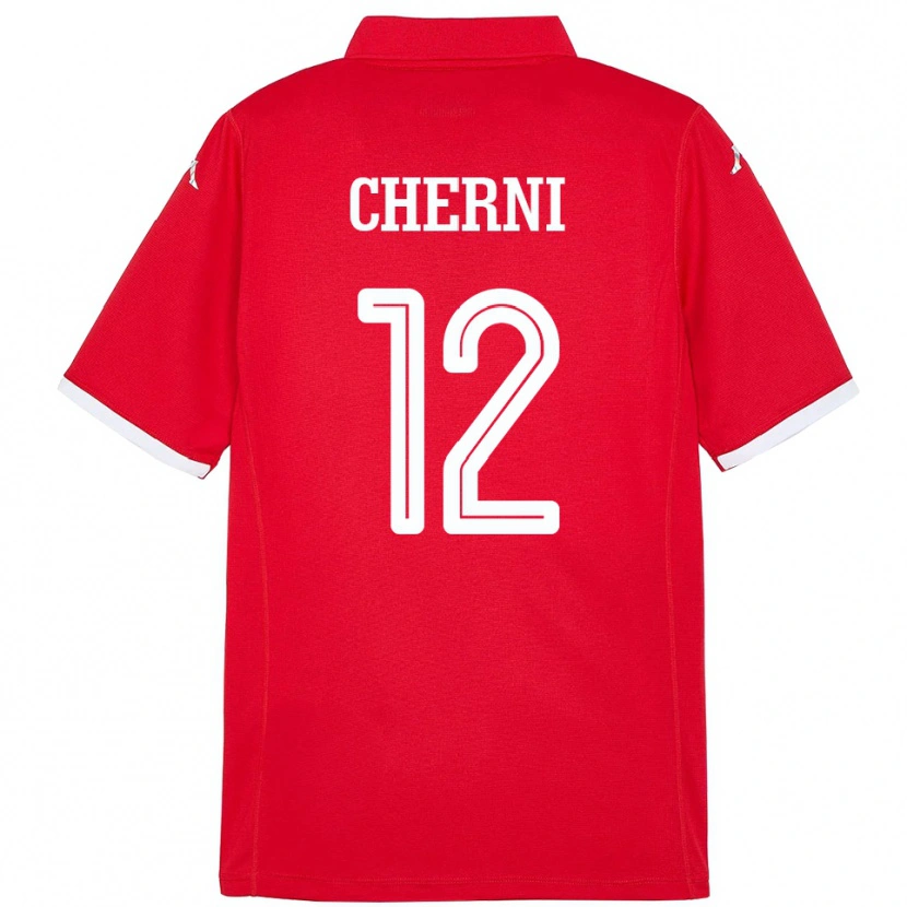DanxenキッズチュニジアAmin Cherni#12赤ホームシャツ24-26ジャージーユニフォーム