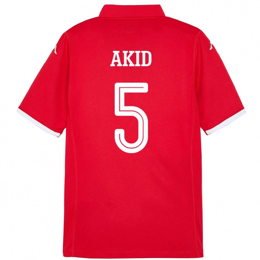 DanxenキッズチュニジアAbdessalem Akid#5赤ホームシャツ24-26ジャージーユニフォーム