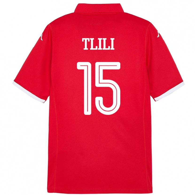 DanxenキッズチュニジアMehdi Tlili#15赤ホームシャツ24-26ジャージーユニフォーム