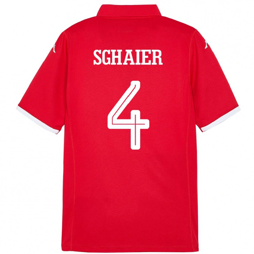 DanxenキッズチュニジアMakrem Sghaier#4赤ホームシャツ24-26ジャージーユニフォーム
