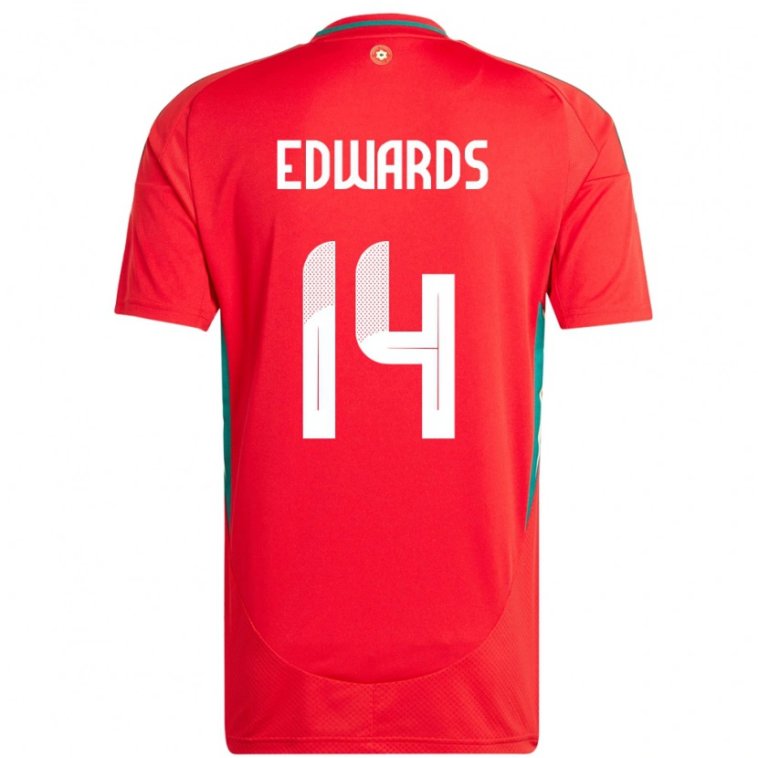 DanxenキッズウェールズNoah Edwards#14赤ホームシャツ24-26ジャージーユニフォーム