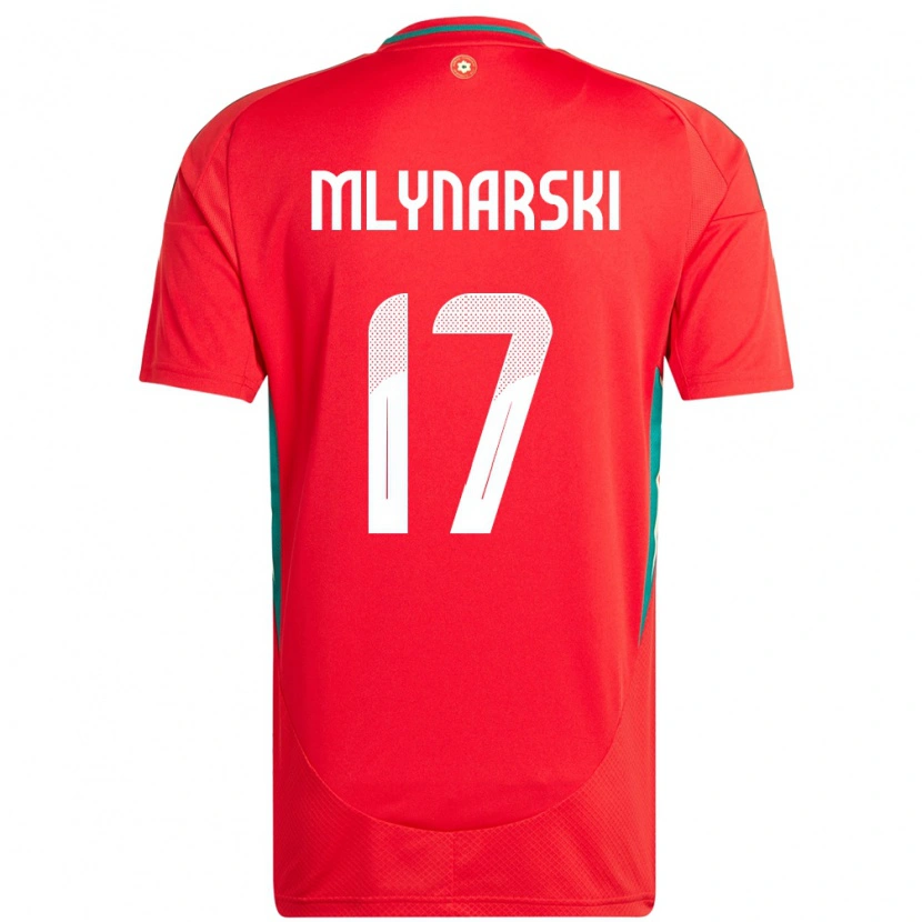 DanxenキッズウェールズPatrick Mlynarski#17赤ホームシャツ24-26ジャージーユニフォーム