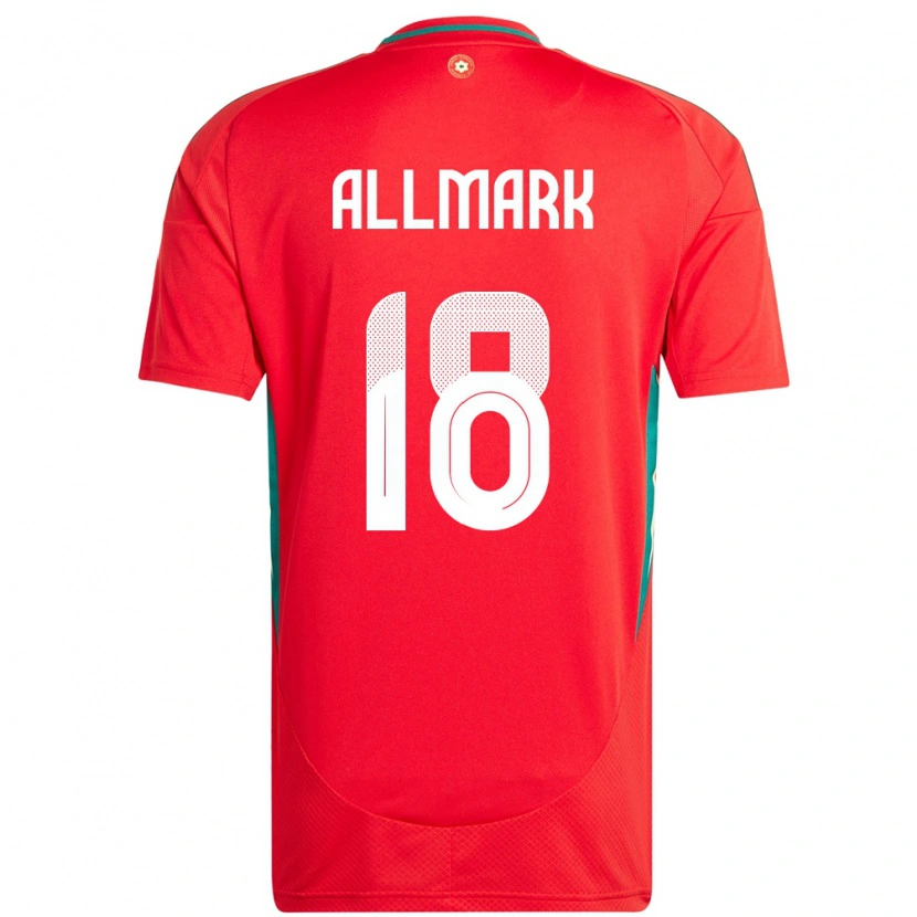 DanxenキッズウェールズHayden Allmark#18赤ホームシャツ24-26ジャージーユニフォーム