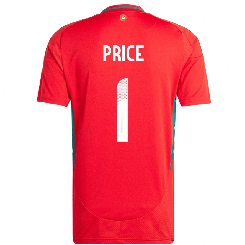 DanxenキッズウェールズJo Price#1赤ホームシャツ24-26ジャージーユニフォーム