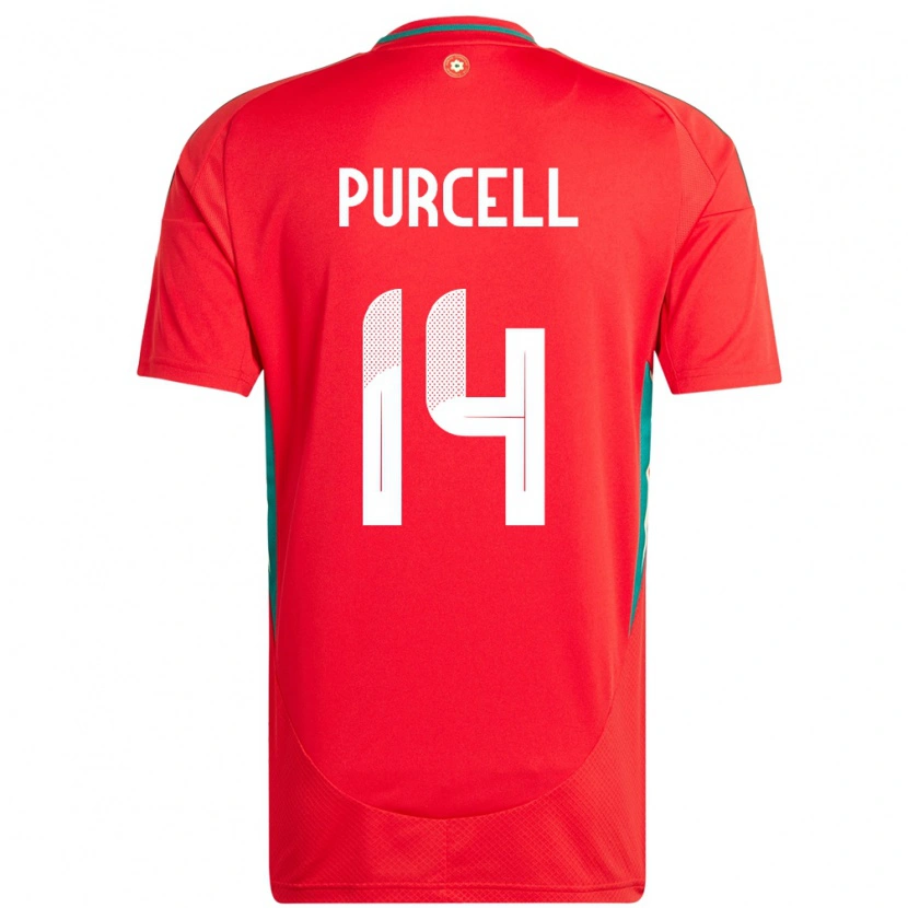 DanxenキッズウェールズBenjamin Purcell#14赤ホームシャツ24-26ジャージーユニフォーム
