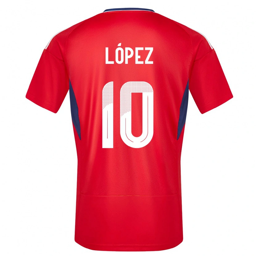 DanxenキッズコスタリカSebastián López#10赤ホームシャツ24-26ジャージーユニフォーム