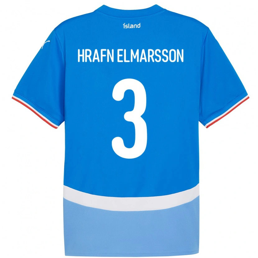 DanxenキッズアイスランドLeó Hrafn Elmarsson#3青ホームシャツ24-26ジャージーユニフォーム