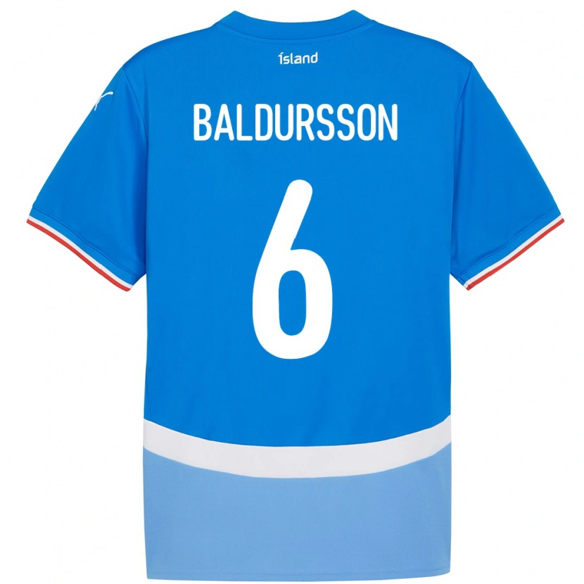 DanxenキッズアイスランドBreki Baldursson#6青ホームシャツ24-26ジャージーユニフォーム