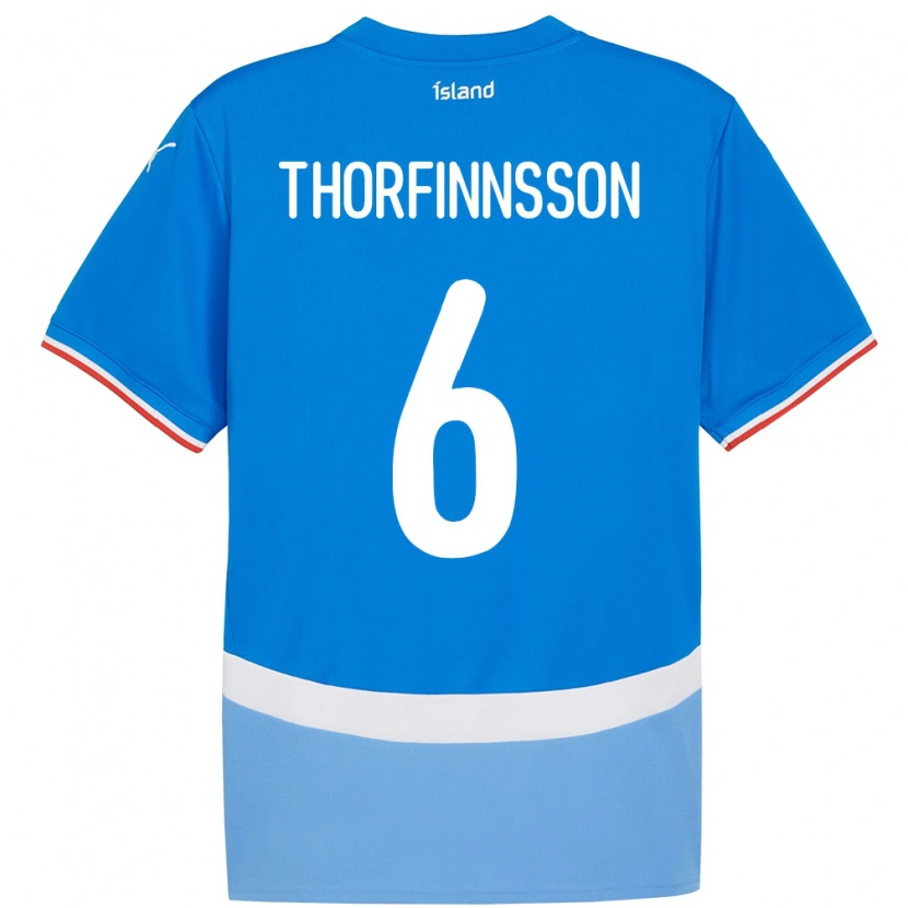 DanxenキッズアイスランドMikael Máni Thorfinnsson#6青ホームシャツ24-26ジャージーユニフォーム