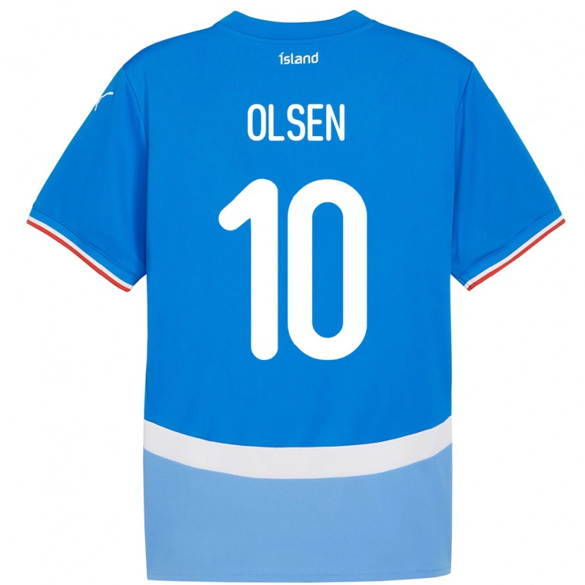 DanxenキッズアイスランドGunnar Olsen#10青ホームシャツ24-26ジャージーユニフォーム
