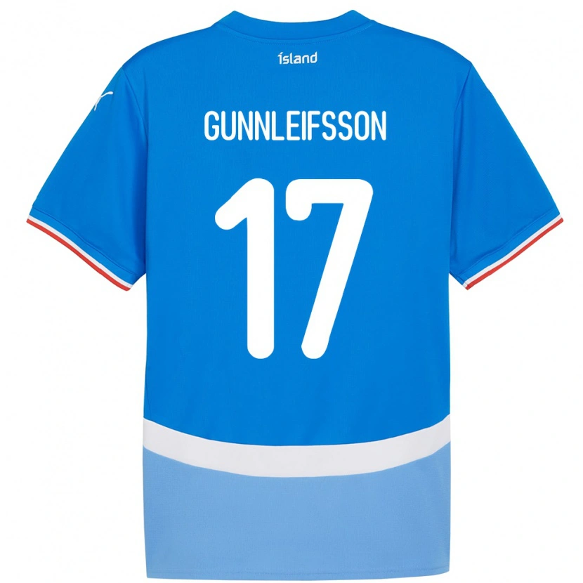 DanxenキッズアイスランドGunnleifur Orri Gunnleifsson#17青ホームシャツ24-26ジャージーユニフォーム
