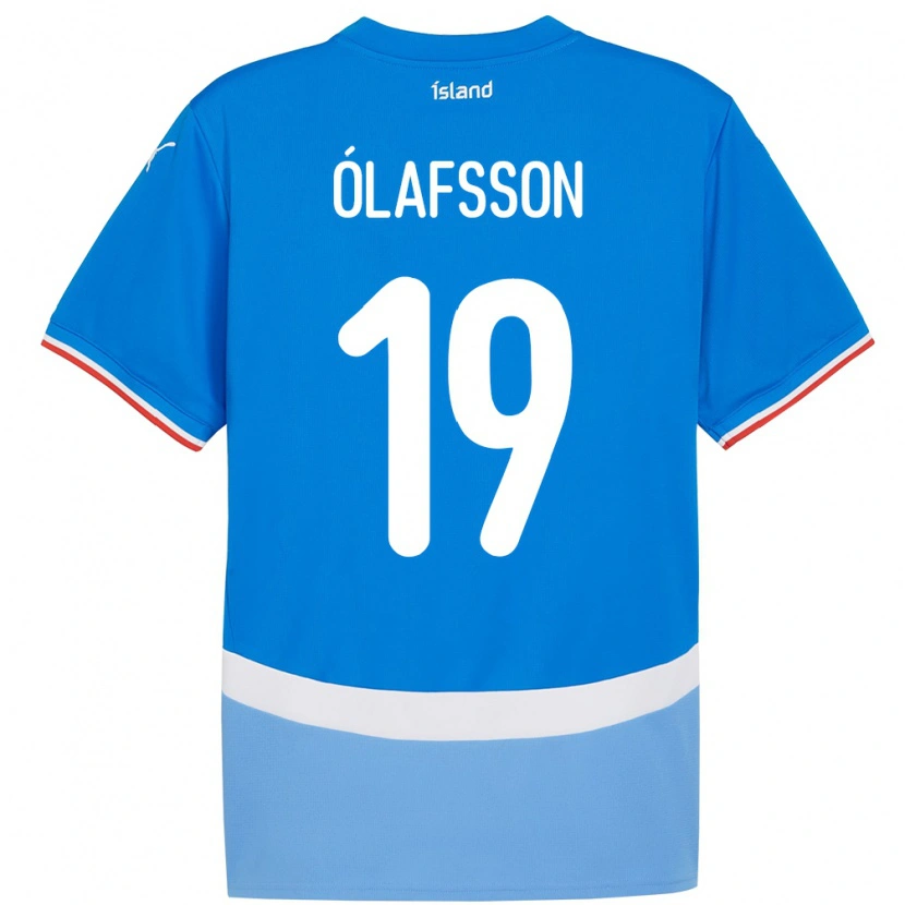 DanxenキッズアイスランドSigurdur Stefán Ólafsson#19青ホームシャツ24-26ジャージーユニフォーム