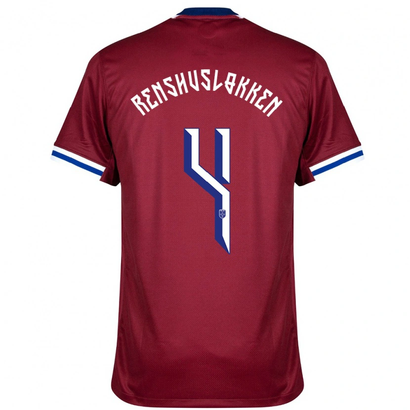DanxenキッズノルウェーJesper Renshusløkken#4赤青白ホームシャツ24-26ジャージーユニフォーム