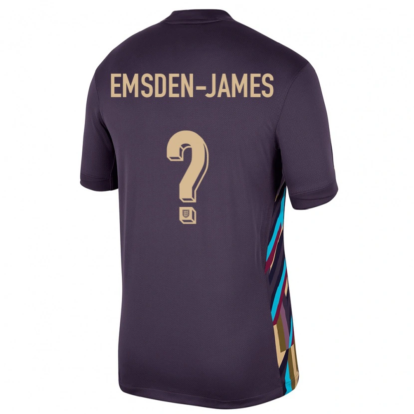 DanxenキッズイングランドHarley Emsden-James#0ダークレーズンアウェイシャツ24-26ジャージーユニフォーム