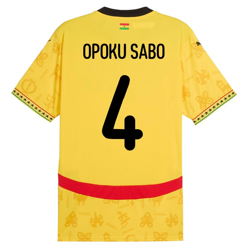 DanxenキッズガーナAlex Opoku Sabo#4イエローアウェイシャツ24-26ジャージーユニフォーム