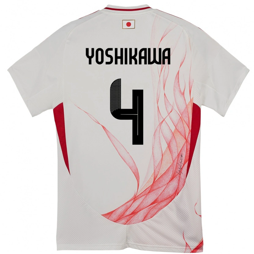 Danxenキッズ日本Haruto Yoshikawa#4ホワイトアウェイシャツ24-26ジャージーユニフォーム