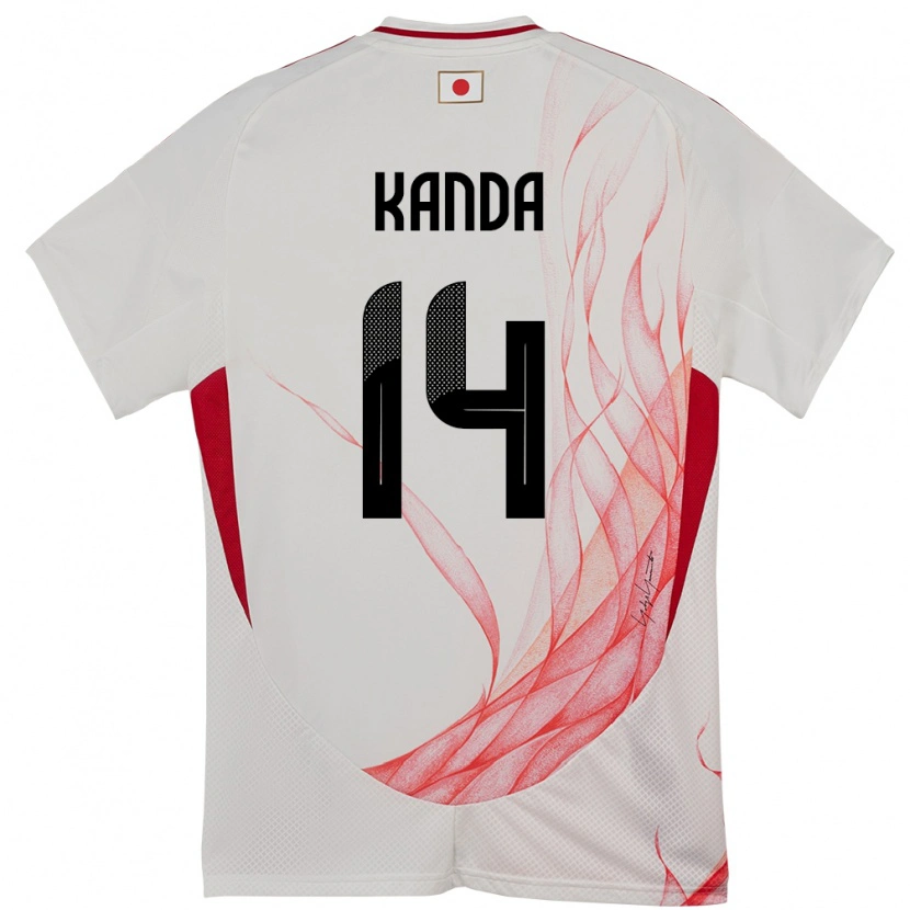 Danxenキッズ日本Taito Kanda#14ホワイトアウェイシャツ24-26ジャージーユニフォーム