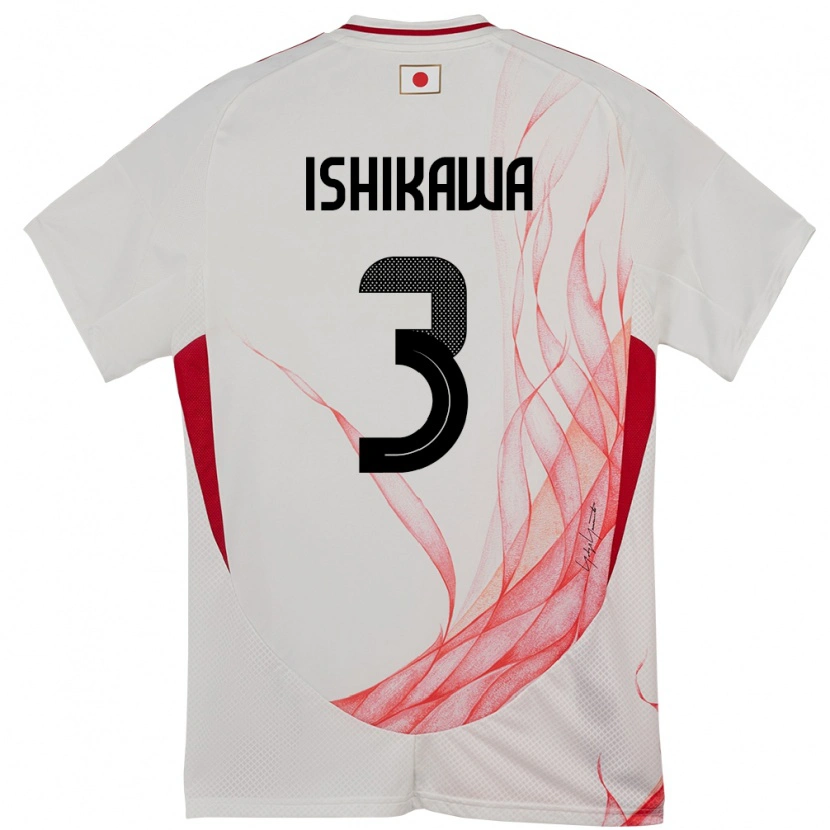 Danxenキッズ日本Seita Ishikawa#3ホワイトアウェイシャツ24-26ジャージーユニフォーム
