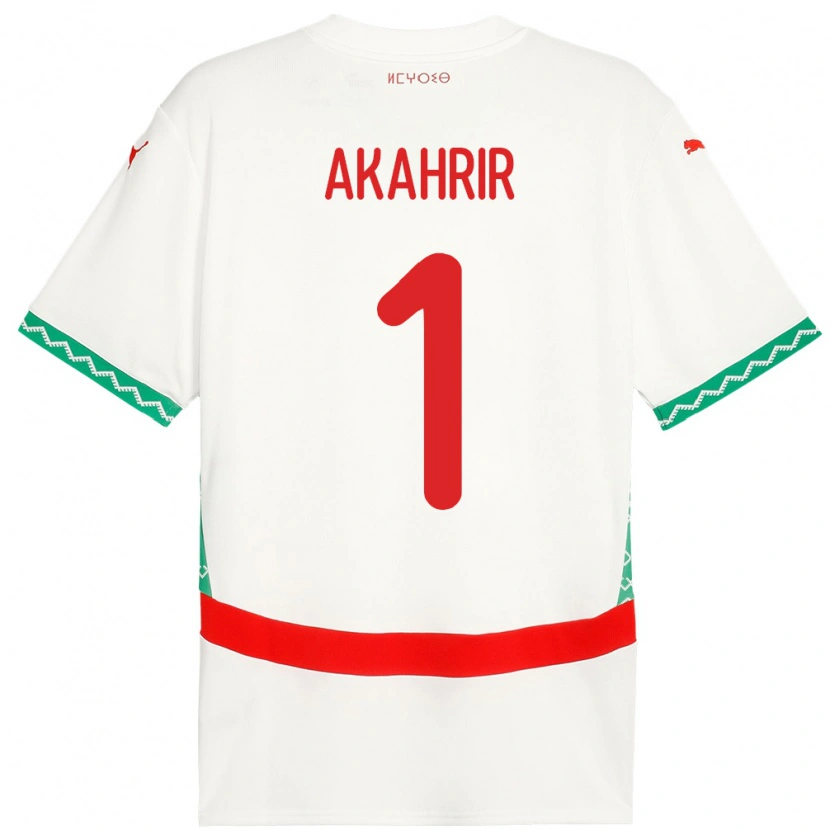 DanxenキッズモロッコMohamed Akahrir#1ホワイトアウェイシャツ24-26ジャージーユニフォーム