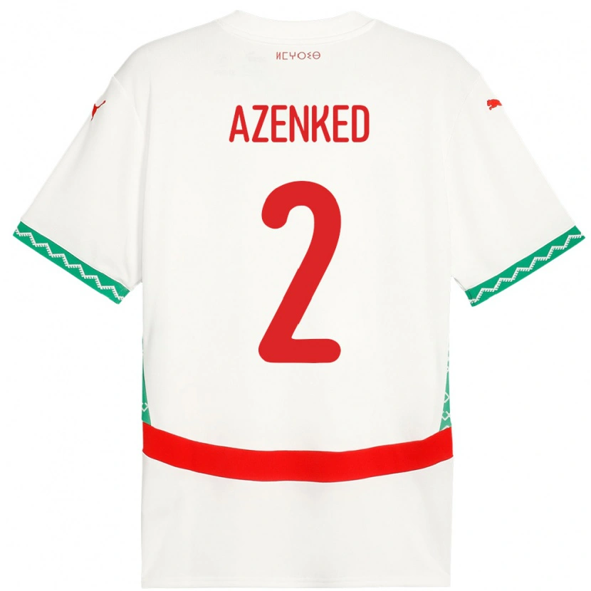 DanxenキッズモロッコMustapha Azenked#2ホワイトアウェイシャツ24-26ジャージーユニフォーム