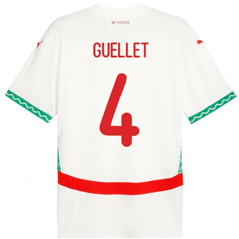DanxenキッズモロッコShadi Guellet#4ホワイトアウェイシャツ24-26ジャージーユニフォーム