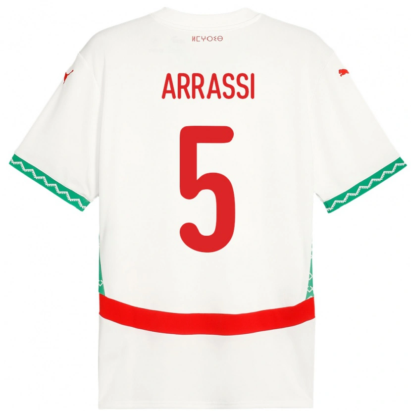DanxenキッズモロッコBouchaib Arrassi#5ホワイトアウェイシャツ24-26ジャージーユニフォーム