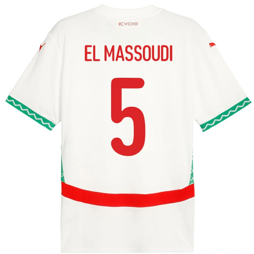 DanxenキッズモロッコNassim El Massoudi#5ホワイトアウェイシャツ24-26ジャージーユニフォーム