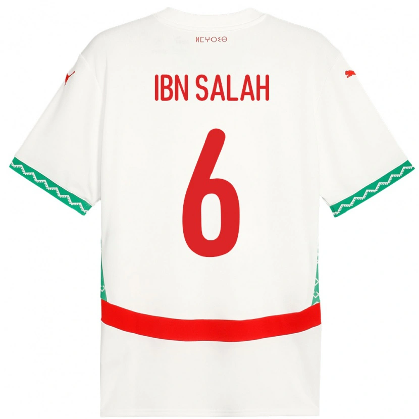 DanxenキッズモロッコOualid Ibn Salah#6ホワイトアウェイシャツ24-26ジャージーユニフォーム