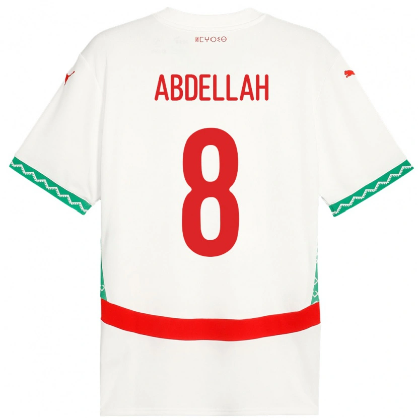DanxenキッズモロッコAbdellah Ouazane#8ホワイトアウェイシャツ24-26ジャージーユニフォーム
