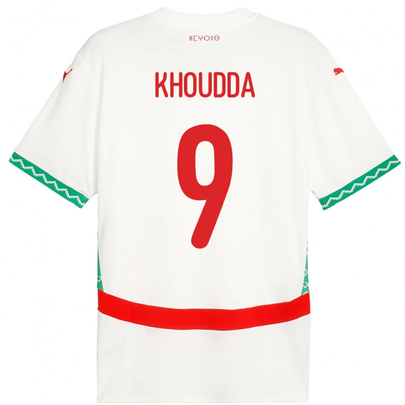 DanxenキッズモロッコYoussef Khoudda#9ホワイトアウェイシャツ24-26ジャージーユニフォーム