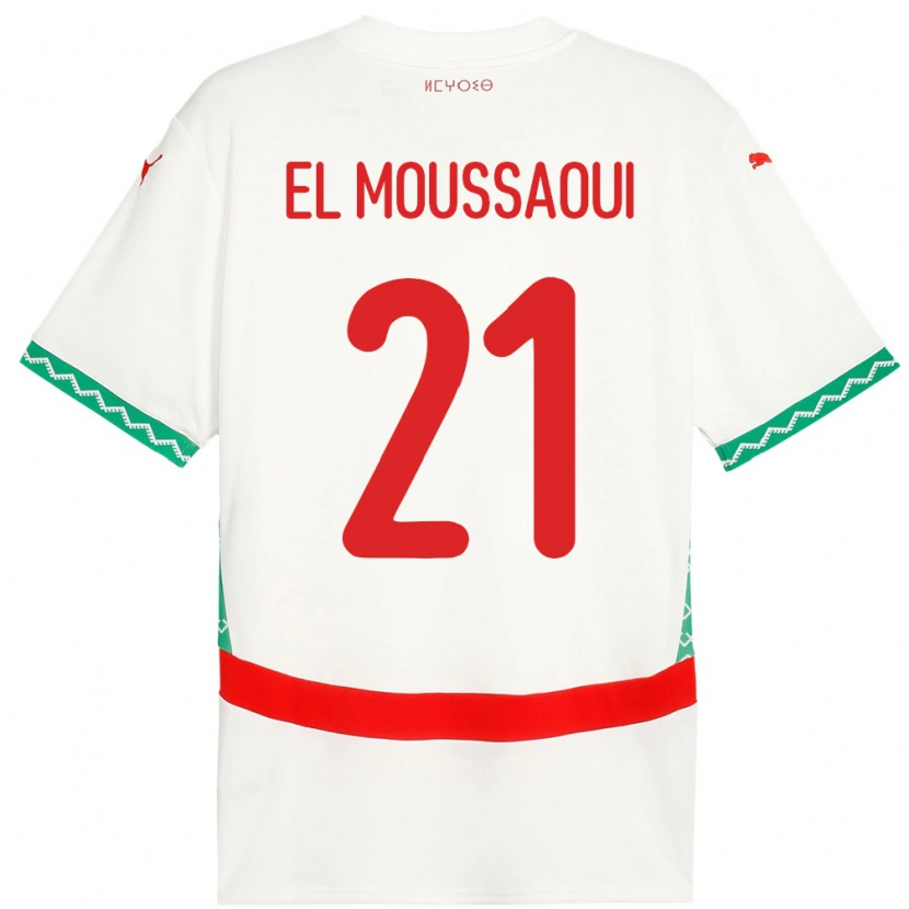 DanxenキッズモロッコTajeddine El Moussaoui#21ホワイトアウェイシャツ24-26ジャージーユニフォーム