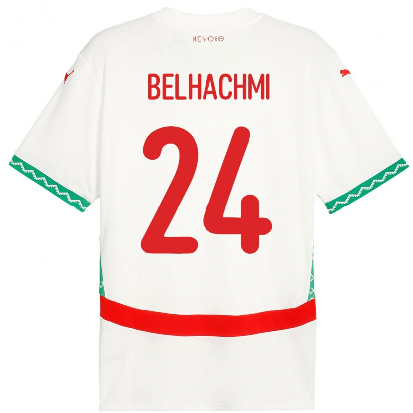 DanxenキッズモロッコYahya Belhachmi#24ホワイトアウェイシャツ24-26ジャージーユニフォーム