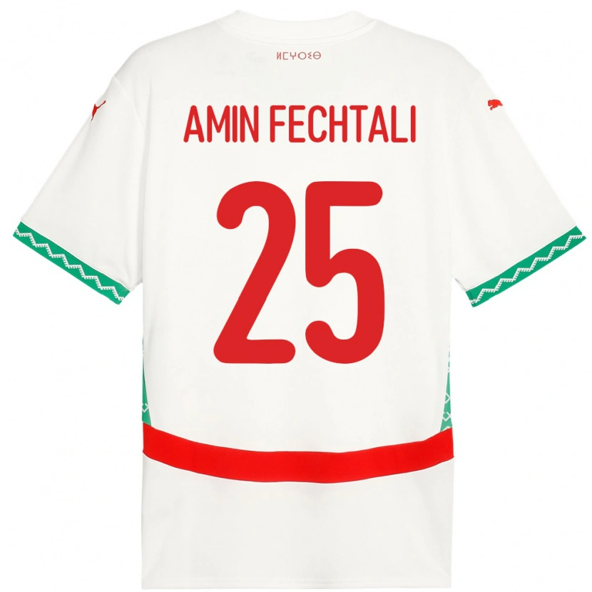 DanxenキッズモロッコOualid Amin Fechtali#25ホワイトアウェイシャツ24-26ジャージーユニフォーム
