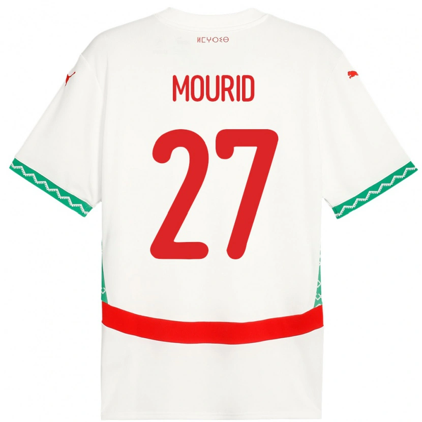 DanxenキッズモロッコAymane Mourid#27ホワイトアウェイシャツ24-26ジャージーユニフォーム