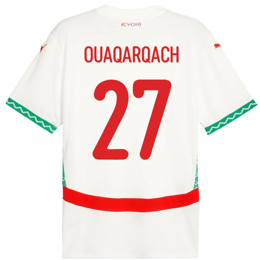 DanxenキッズモロッコAbdelkader Ouaqarqach#27ホワイトアウェイシャツ24-26ジャージーユニフォーム