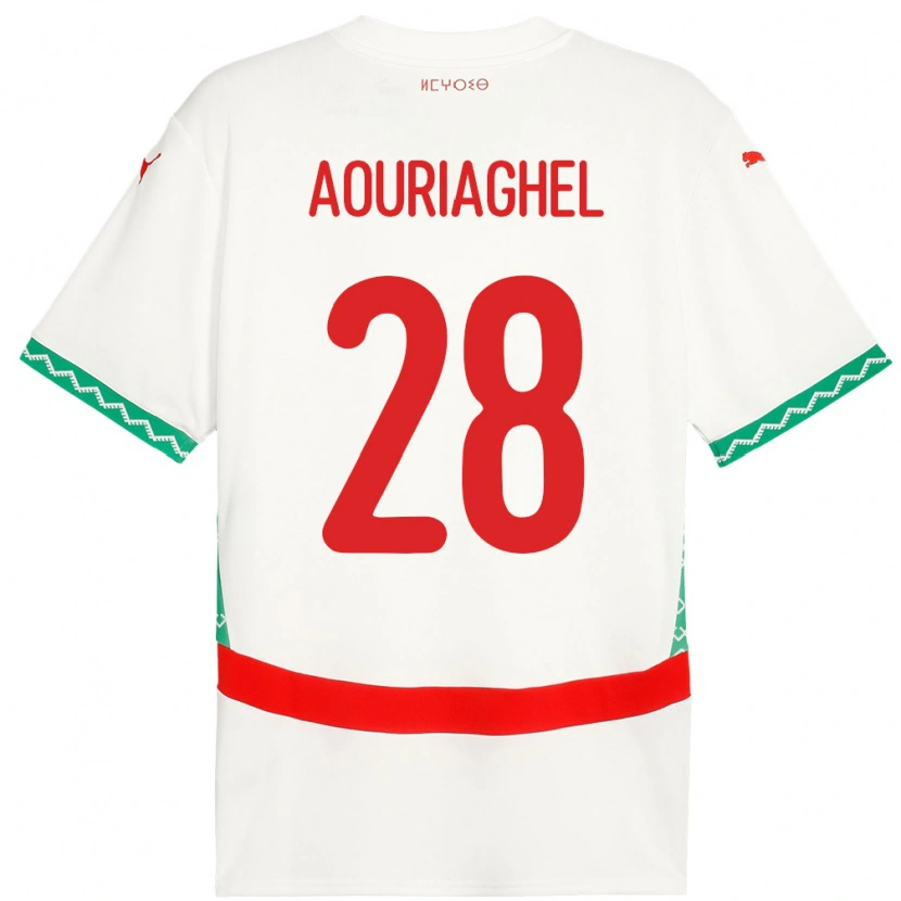 DanxenキッズモロッコYassin Aouriaghel#28ホワイトアウェイシャツ24-26ジャージーユニフォーム