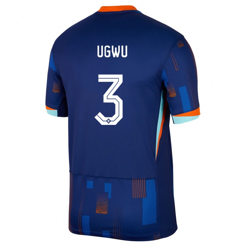 DanxenキッズオランダPrecious Ugwu#3青アウェイシャツ24-26ジャージーユニフォーム