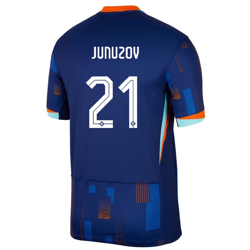 DanxenキッズオランダMelih Junuzov#21青アウェイシャツ24-26ジャージーユニフォーム