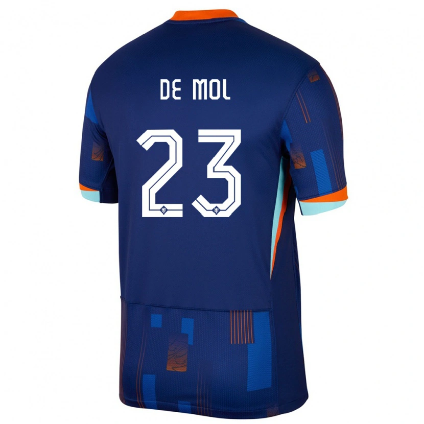 DanxenキッズオランダStenn De Mol#23青アウェイシャツ24-26ジャージーユニフォーム