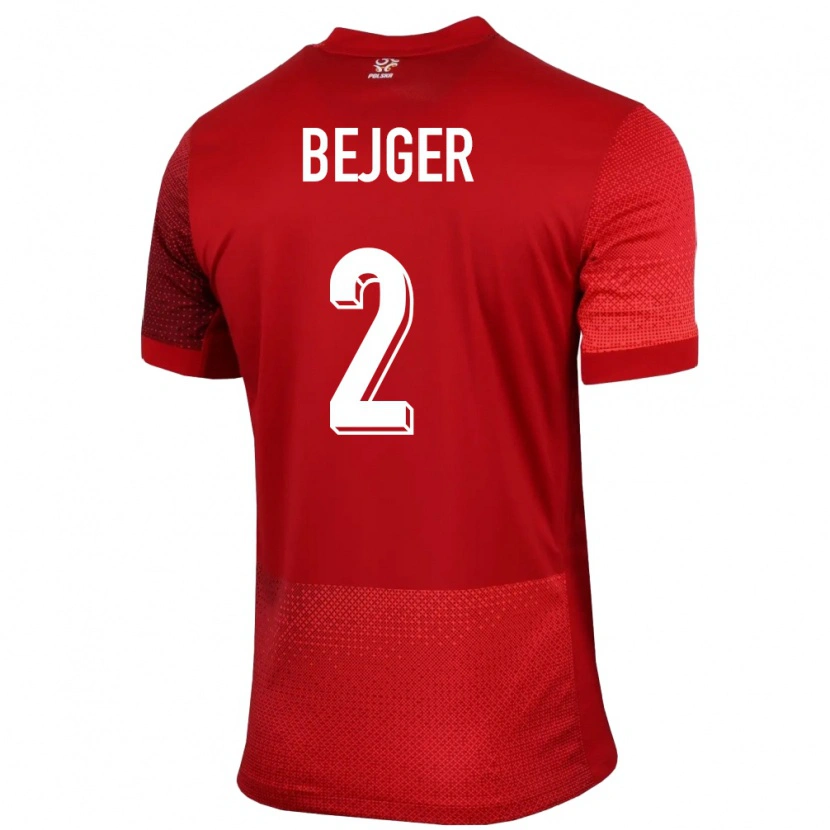 DanxenキッズポーランドLukasz Bejger#2赤アウェイシャツ24-26ジャージーユニフォーム