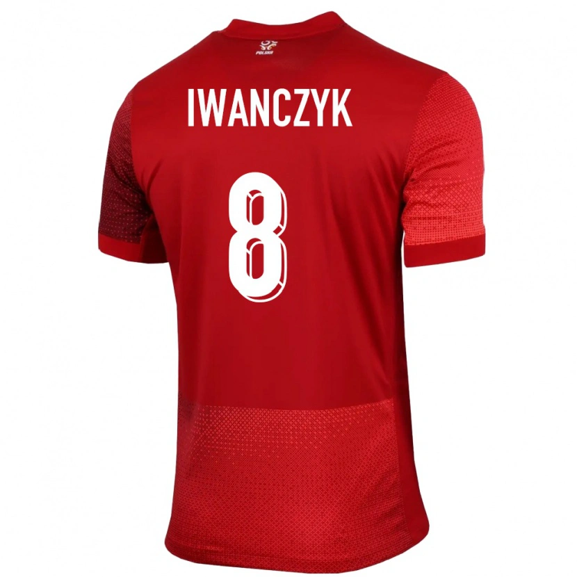 DanxenキッズポーランドAleksander Iwanczyk#8赤アウェイシャツ24-26ジャージーユニフォーム