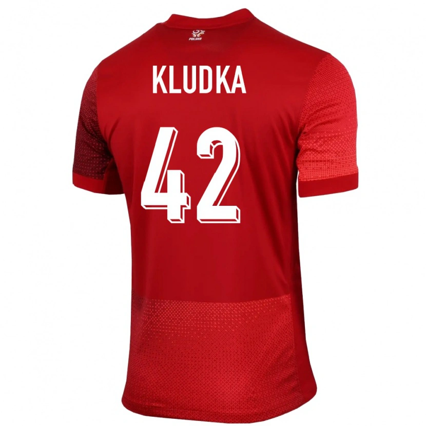 DanxenキッズポーランドBartlomiej Kludka#42赤アウェイシャツ24-26ジャージーユニフォーム
